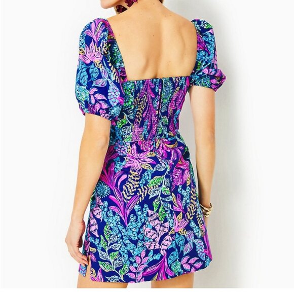 Lilly Pulitzer Morena Short-Sleeve Romper Aegean Navy Calypso Coast Size 12 - Picture 2 of 6